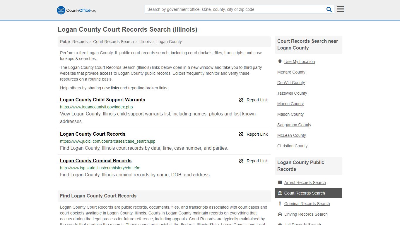 Court Records Search - Logan County, IL (Adoptions ...